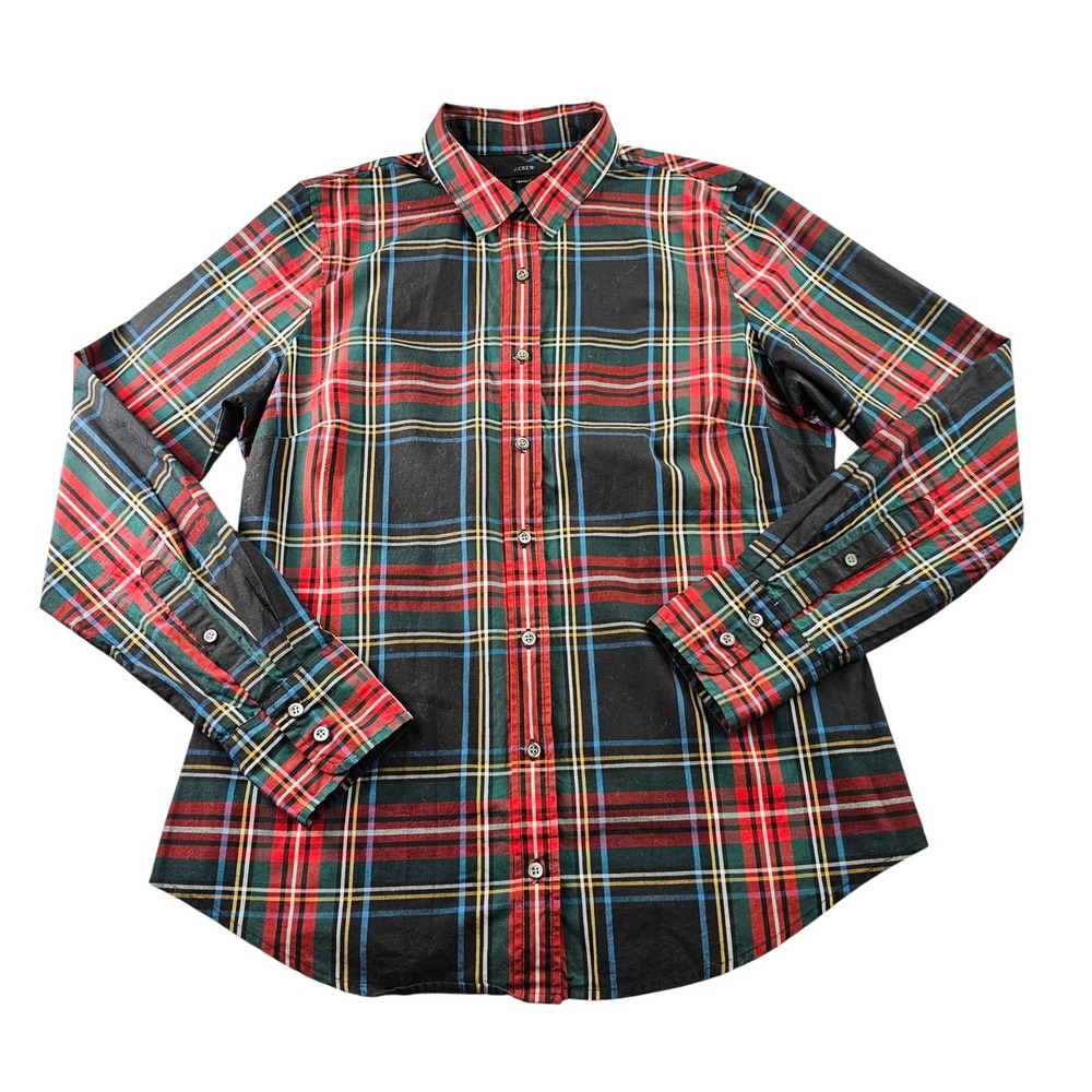 J.CREW Perfect Shirt Womens 8 Multi Plaid Classic Long Sleeve Collared Button-Up